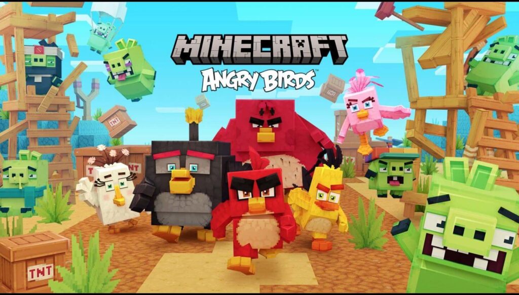 Minecraft Angry Birds Announcement Artwork